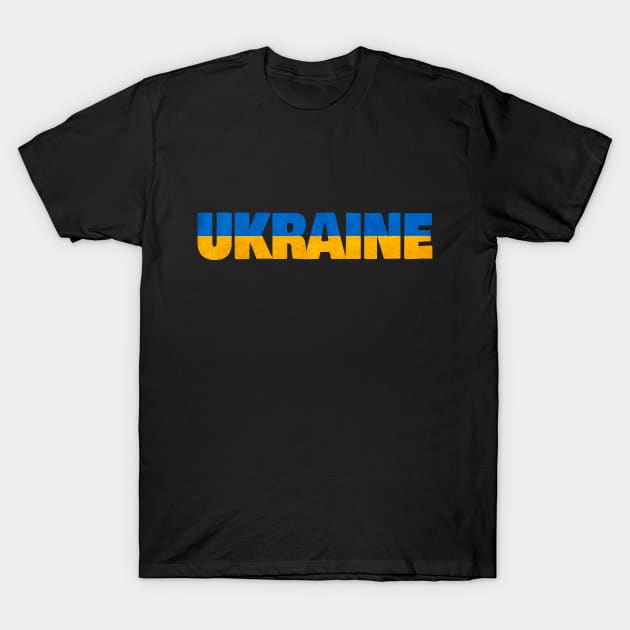 ukraine text with ukranian flag colors T-Shirt by Purrfect